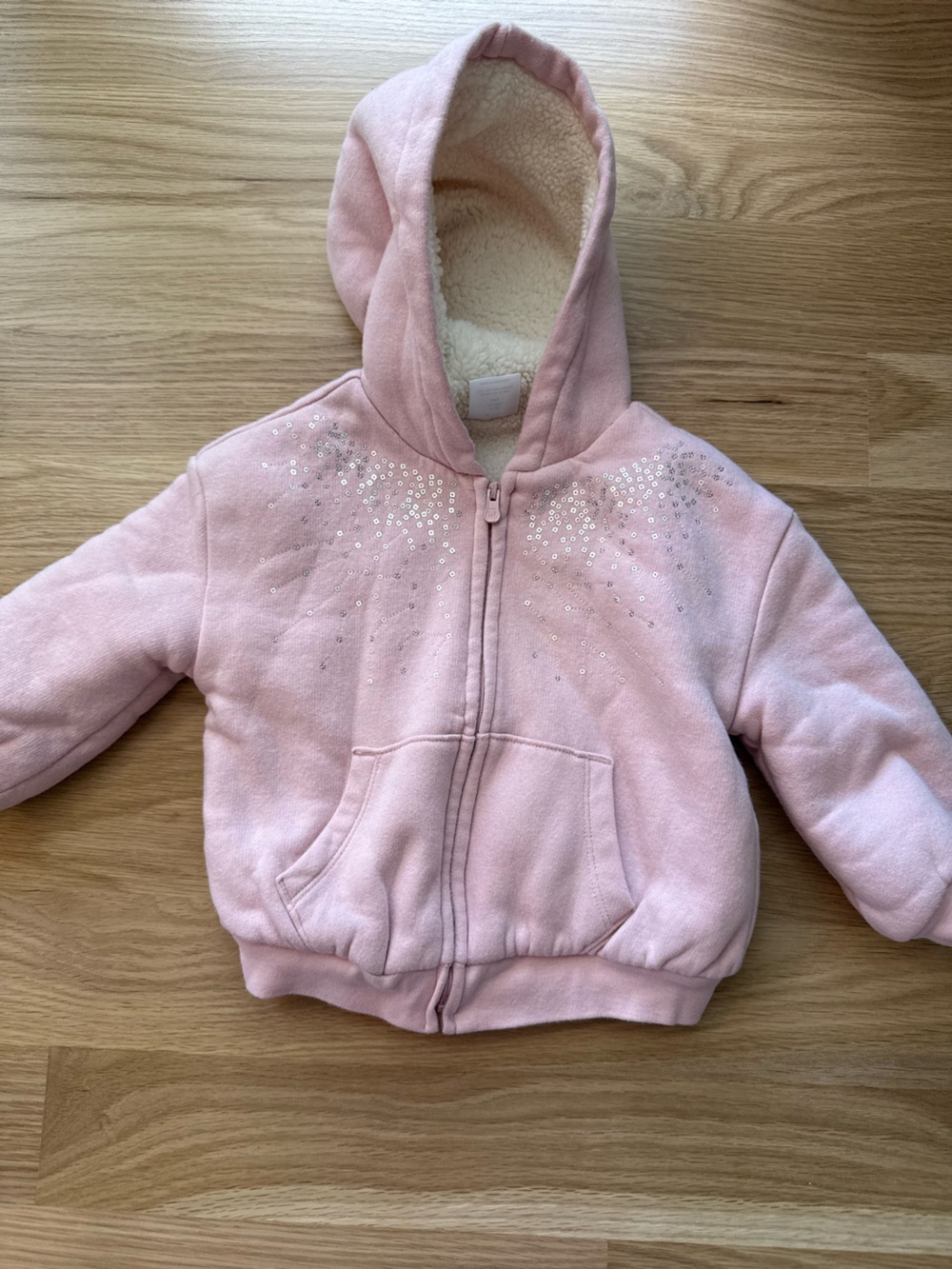 GAP Light Pink Hooded Sequin Zip Jacket